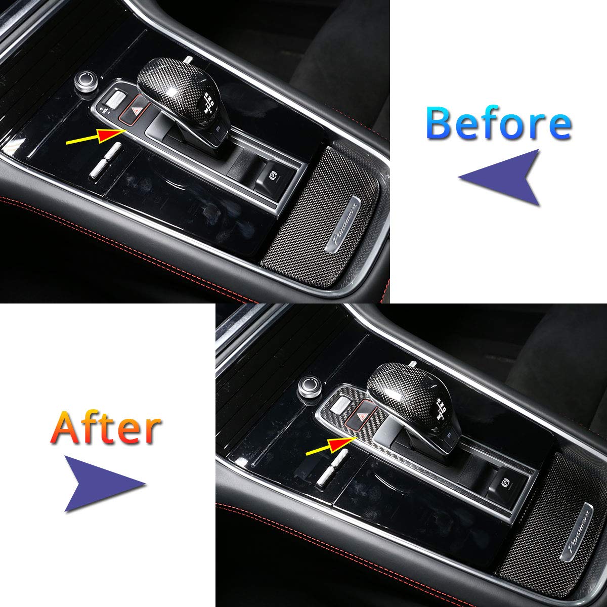 Premium Real Carbon Fiber Center Console Trim Cover for Porsche Cayman & Panamera (2017-2020) - Interior Upgrade & Luxury Car Accessory for Enhanced Driving Experience