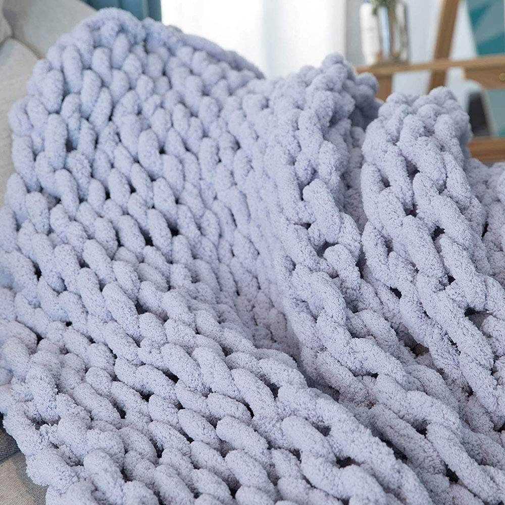 Handmade Soft Knitted Weighted Blanket - Chenille Chunky Knit Throw Blanket for Adults (Beige, 150x180cm) - Cozy Bedding & Home Decor for Bed, Sofa, Chair - Perfect for Stress Relief, Anxiety & Better Sleep