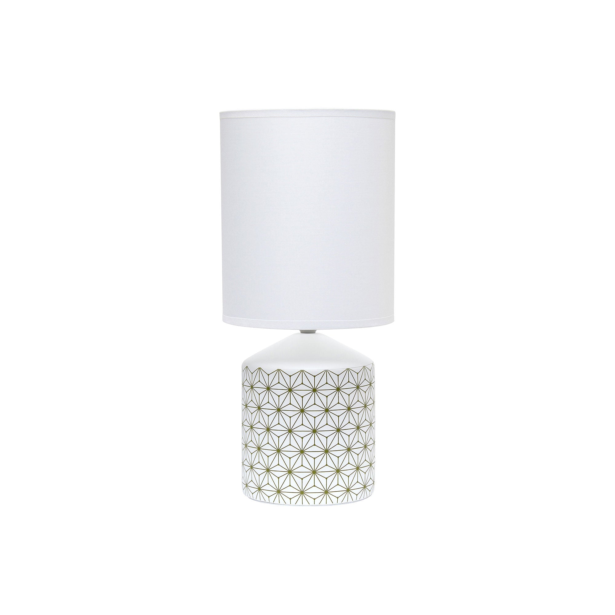 National Brand Simple Designs Fresh Prints Ceramic Table Lamp LT2077 - Gold Squares Pattern for Bedroom, Living Room & Office Decor