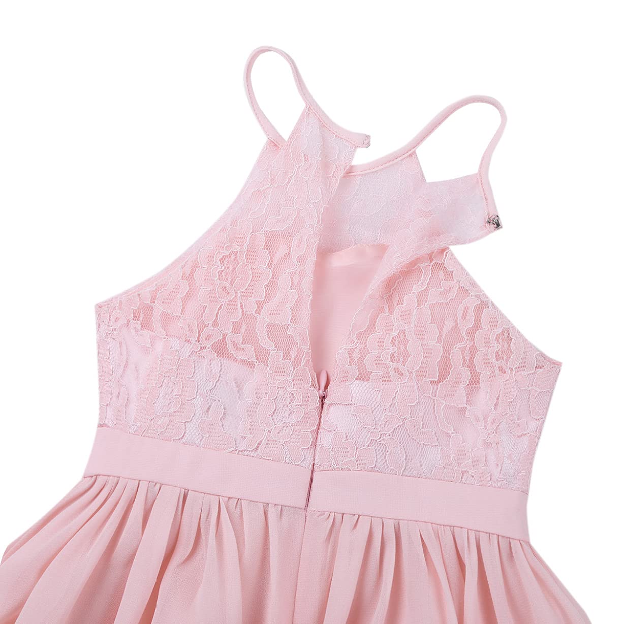 Hularka Girls Princess Flower Girl Dress - Halter Neck Floral Lace Chiffon Wedding Bridesmaid Gown for Kids, Proms & Special Occasions | Perfect for Weddings, Birthday Parties & Formal Events