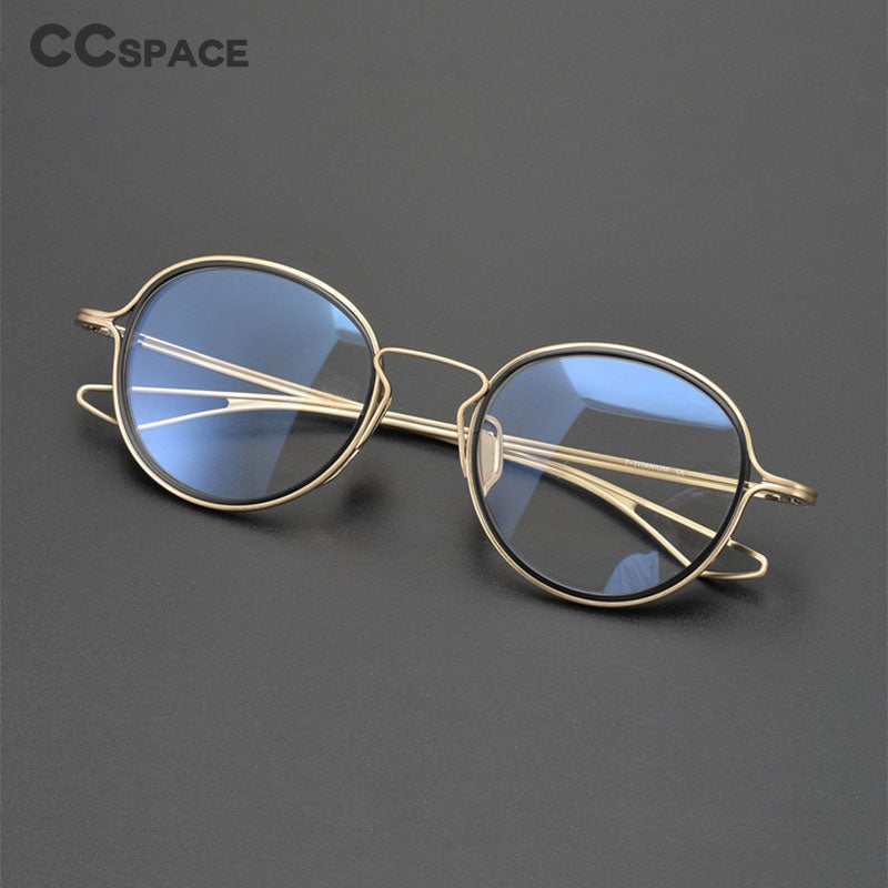 CCspace Unisex Full Rim Round Handcrafted Acetate Eyeglasses Frame 54619 - Lightweight & Durable for Reading, Work, and Everyday Fashion