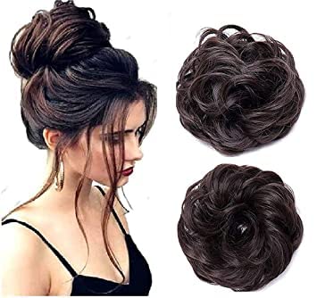 KYNA Set of 2 Ruffle Juda Hair Extensions - Synthetic Hair Frill Accessories for Women & Girls (Black) - Perfect for Parties, Weddings & Cosplay