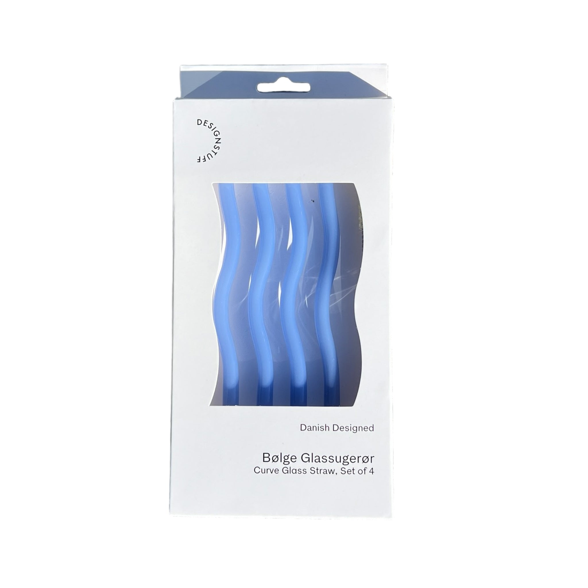 DESIGNSTUFF Curve Glass Straw Set of 4 - Reusable, Eco-Friendly Drinking Straws for Smoothies, Cocktails & Iced Coffee - Perfect for Home, Office & Outdoor Use