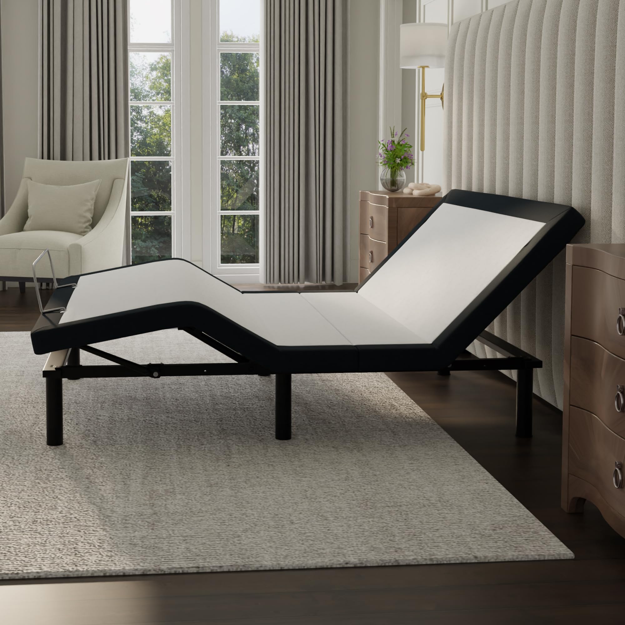 Blissful Nights E4 Queen Adjustable Bed Base Frame with Massage, Anti-Snore & Zero Gravity - Dual USB Charging, Under Bed Nightlight, Wireless Remote - Easy No-Tool Assembly for Ultimate Comfort & Relaxation | Perfect for Home, Office, Guest Room & Senior Care