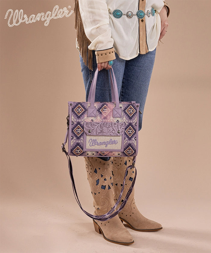 Wrangler Aztec Concealed Carry Canvas Tote Bag for Women - Stylish & Durable Purse with Hidden Gun Pocket - Perfect for Everyday Use, Travel & Outdoor Activities