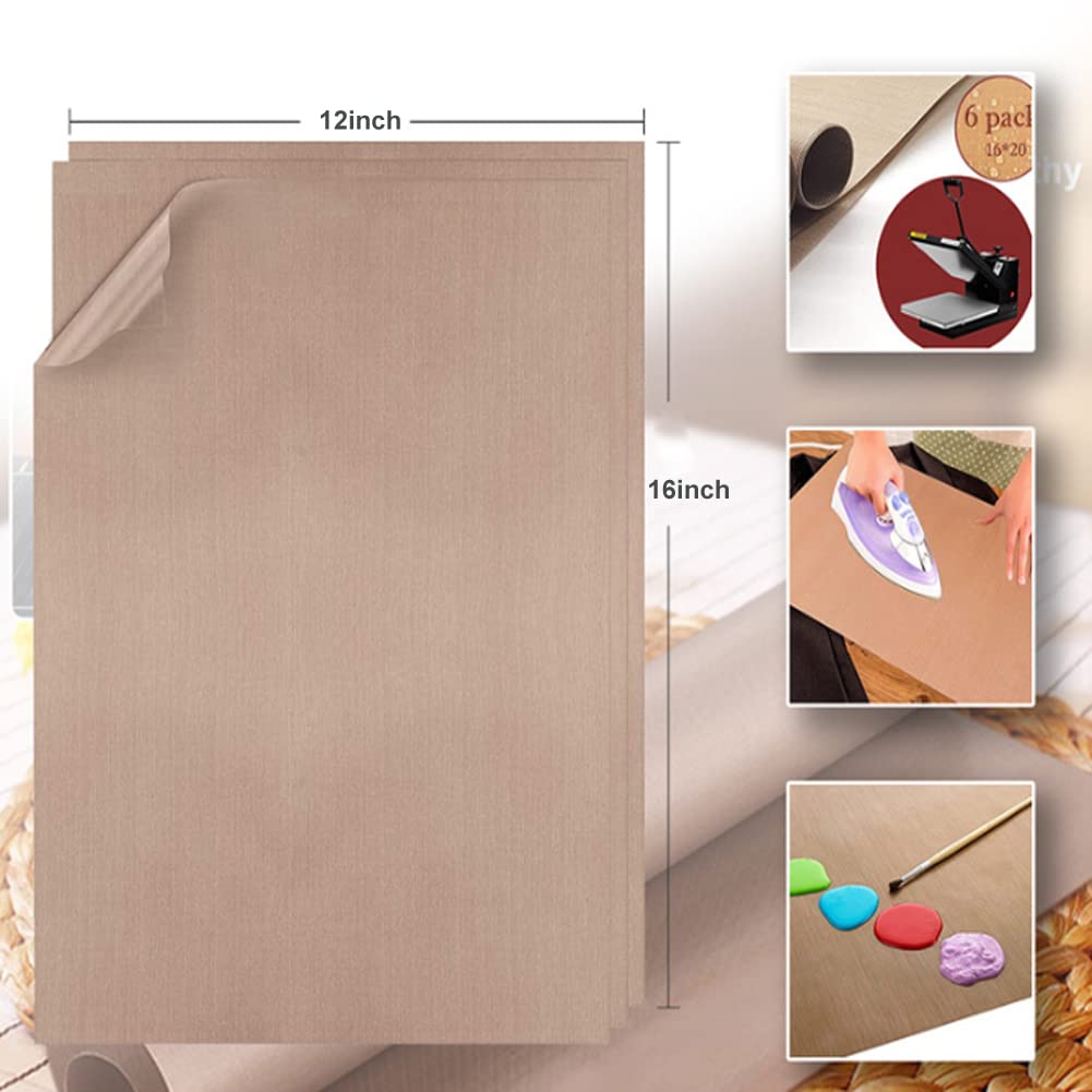 5 Pack Non-Stick Teflon Baking Sheets 12x16 Inch - Reusable, Heat Resistant, Cuttable Baking Liners for Heat Press Transfer & Cooking | Perfect for Cakes, Cookies, DIY Crafts & Sublimation Projects
