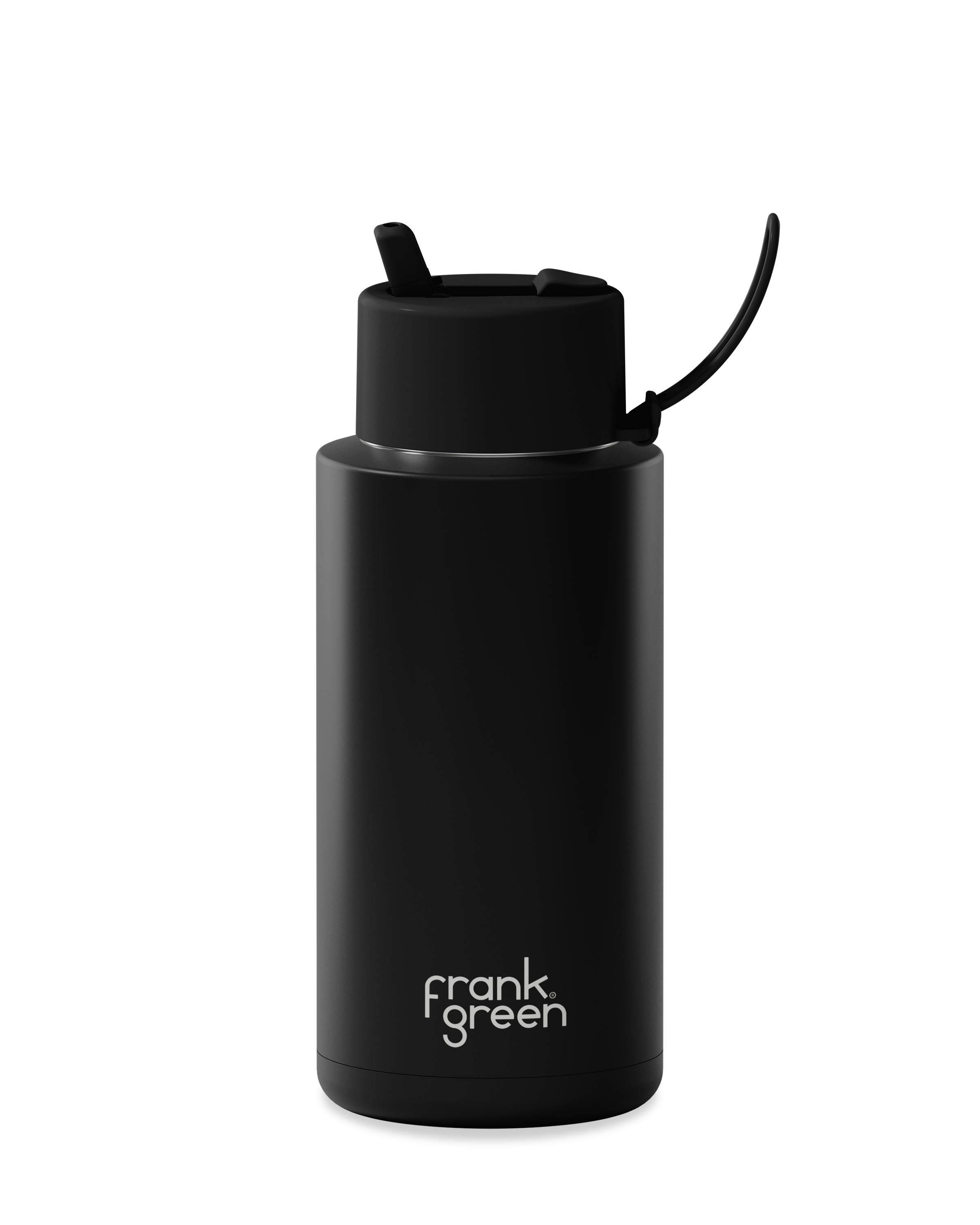 34oz Ceramic Reusable Water Bottle - 1000ml Leak Proof Insulated Travel Mug with Lid, Midnight Black - Perfect for Gym, Hiking, Office & Outdoor Activities