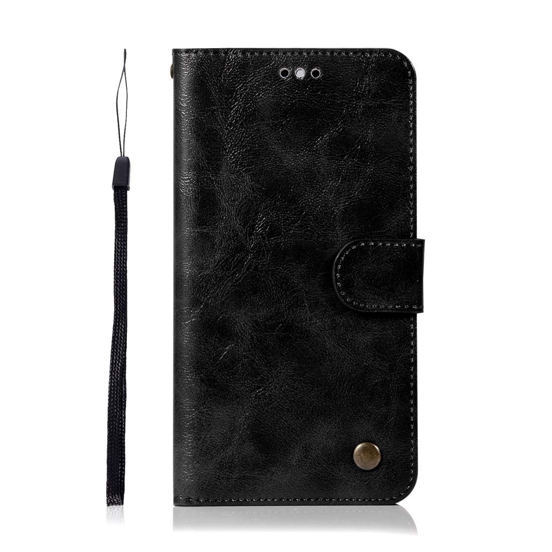 Retro Copper Button Crazy Horse PU Leather Flip Phone Case for Lenovo K8 Note with Card Holder, Wallet & Lanyard - Horizontal Flip Design (Wine Red/Black) - Perfect for Daily Use, Travel & Business Meetings