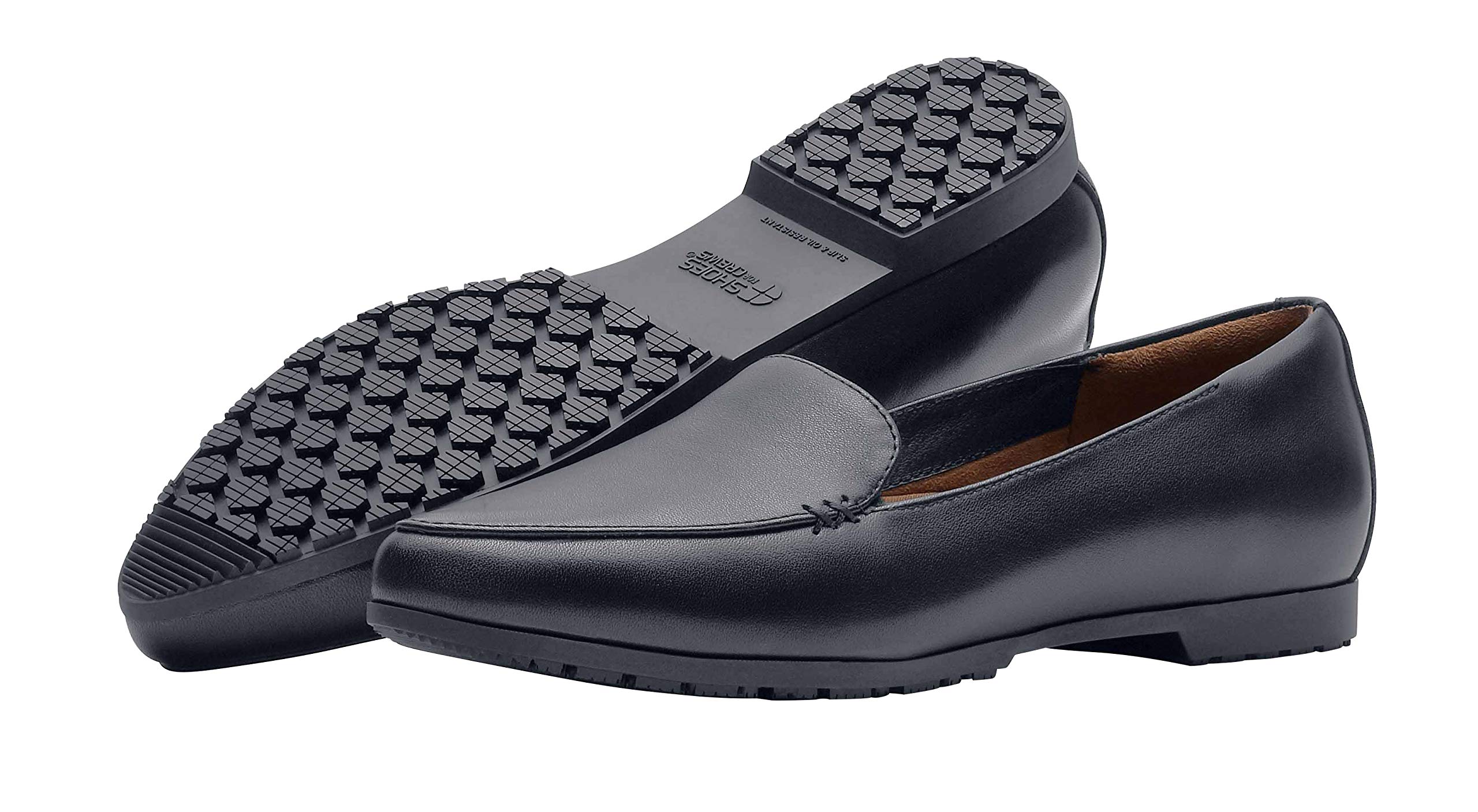 Women's Non-Slip Work Shoes - Slip Resistant Black Flats for Work | Comfortable & Lightweight Cushioned Flats | Size 7 | Perfect for Restaurant, Hospital & Retail Workers