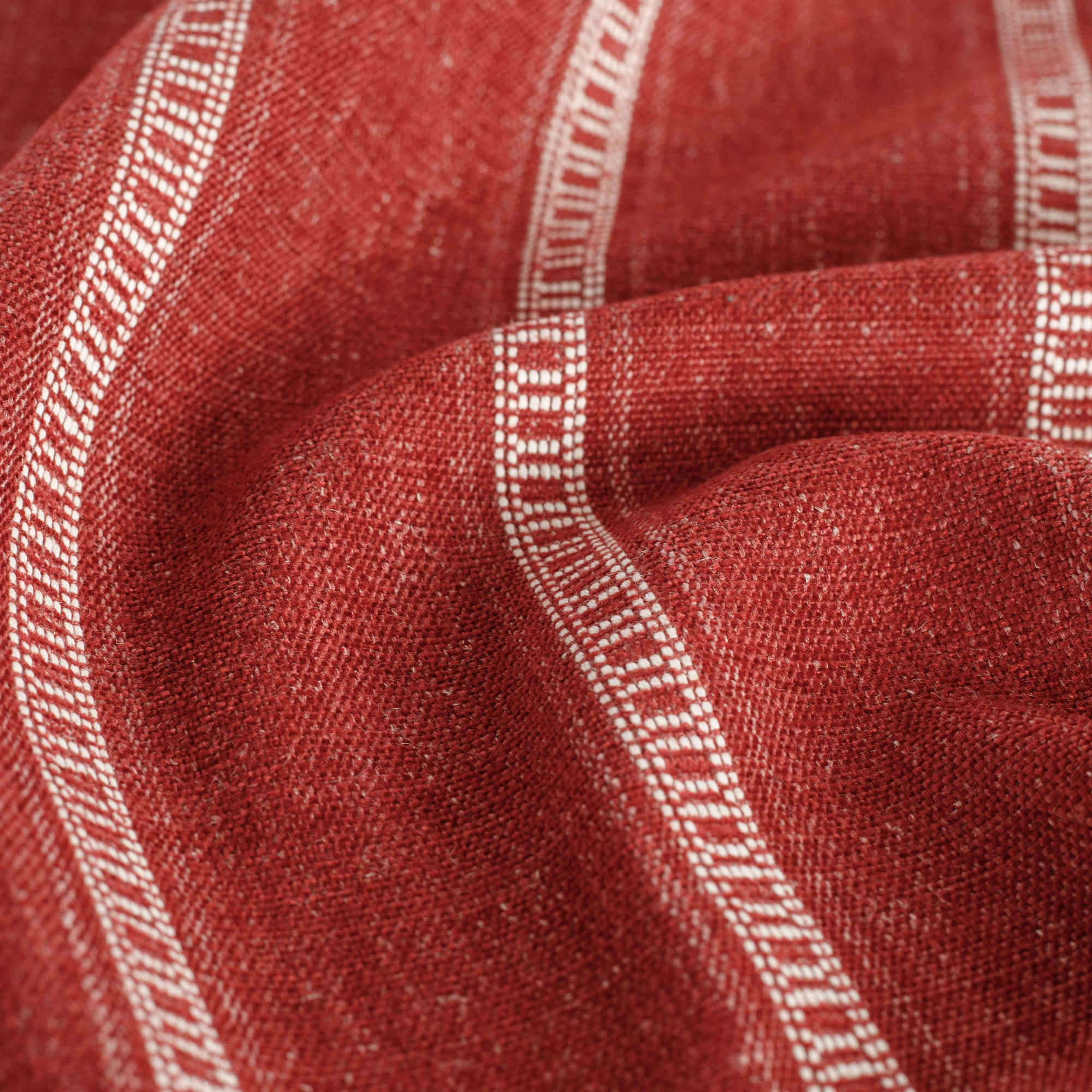 Brunswick Stripe Fabric - Pomegranate Red Upholstery Material for Sofas, Chairs & Home Decor | Premium Cotton Blend Textile