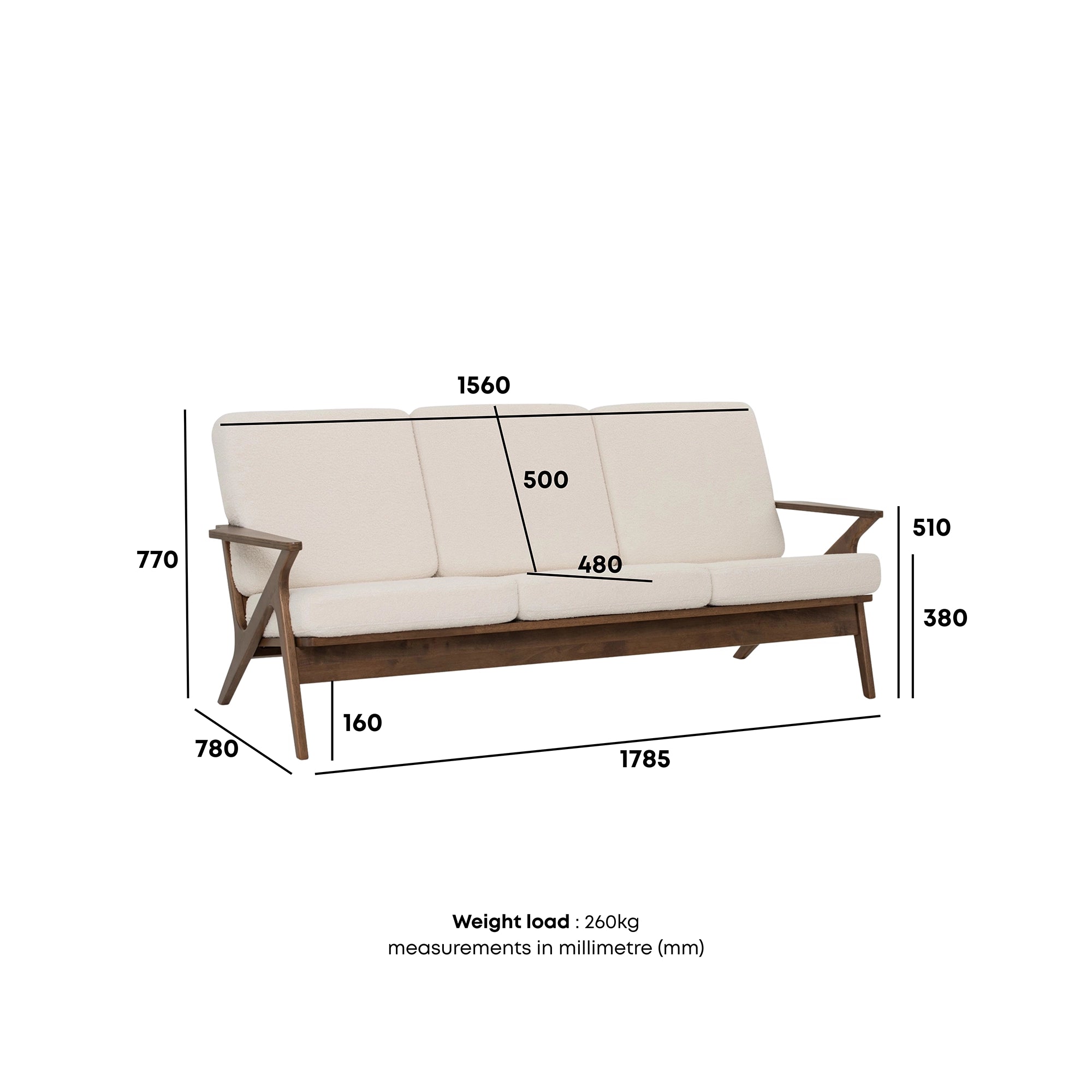 Modern Niko 3-Seater Sofa - Comfortable Fabric Couch for Living Room, Lounge & Family Gatherings