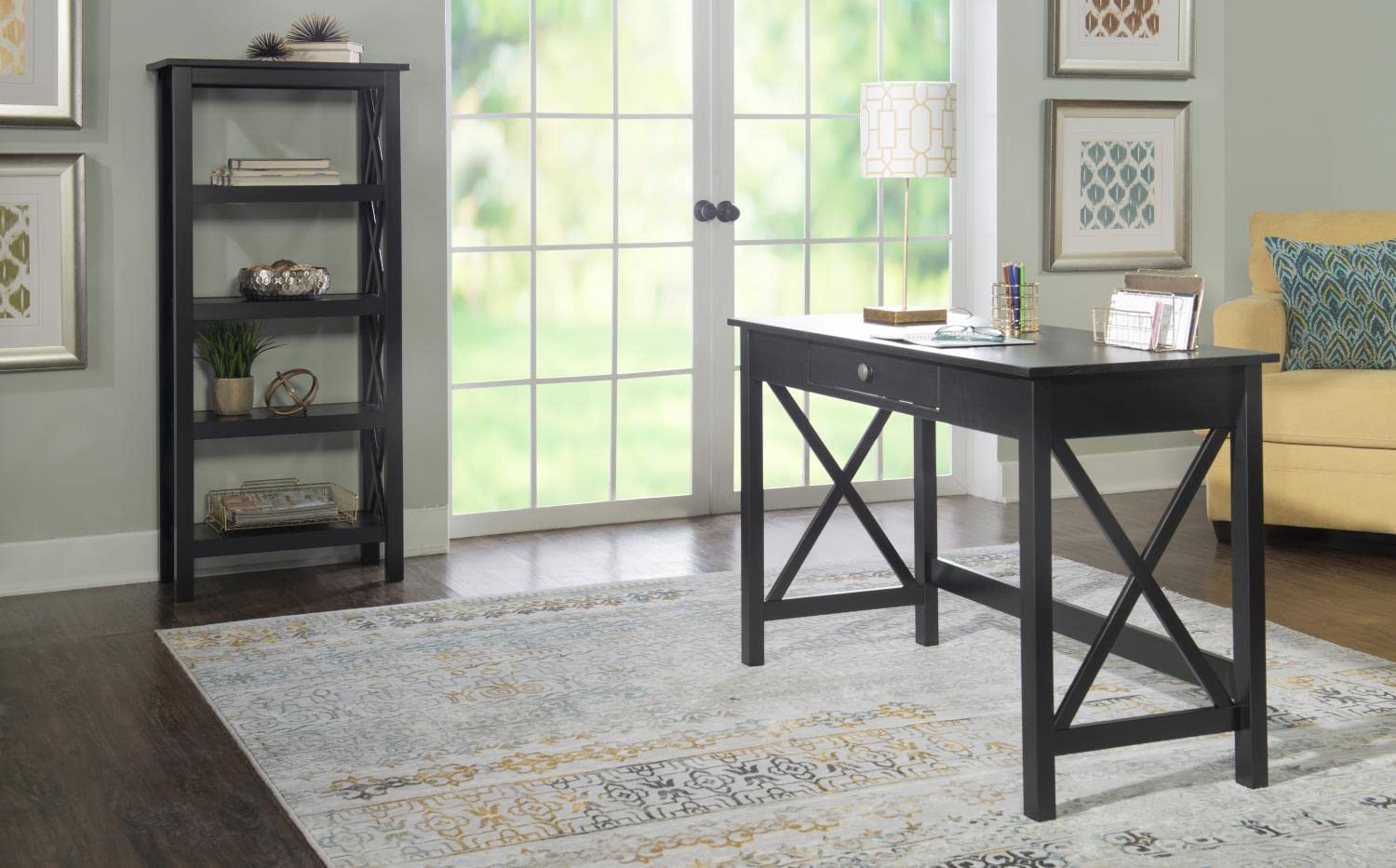 Linon Davis Black Laptop Desk - Portable for Home Office & Bed
