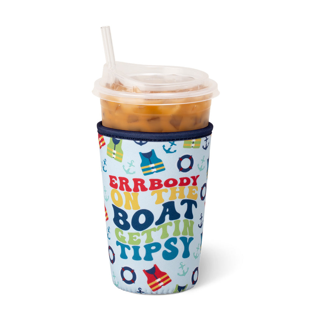 Errbody On The Boat Medium Iced Cup Coolie - Insulated Beverage Sleeve for Cold Drinks - Perfect for Boating, Beach Parties & Outdoor Activities