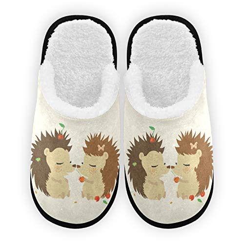 Cozy Hedgehog Slippers for Men & Women - Plush Fleece Lined Indoor/Outdoor House Shoes with Warm Coral Design - Perfect for Home, Spa, and Winter Comfort
