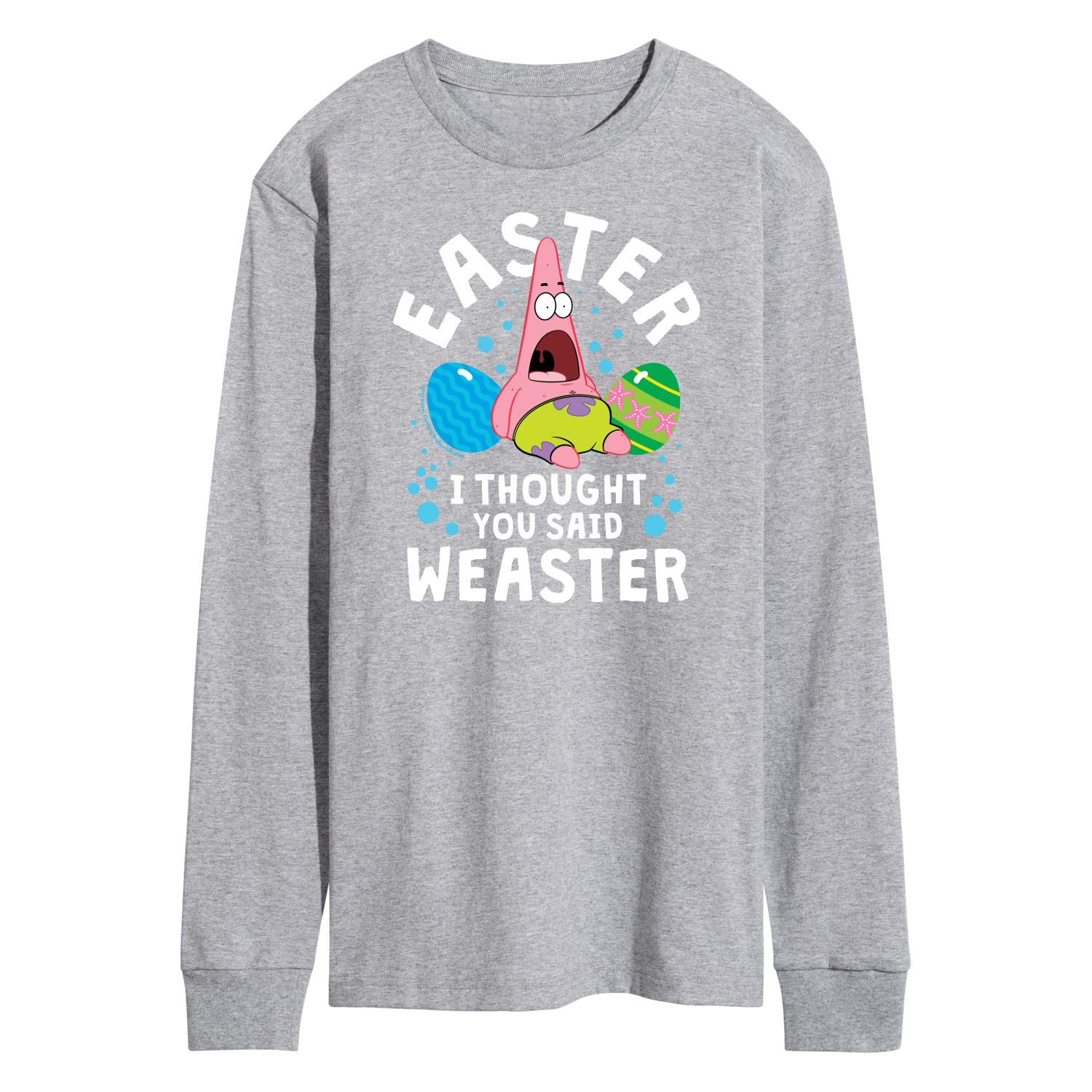 HYBRID APPAREL Spongebob Squarepants Easter Weaster Men's Long Sleeve Graphic T-Shirt | Cartoon Character Apparel for Casual Wear & Holiday Outfits