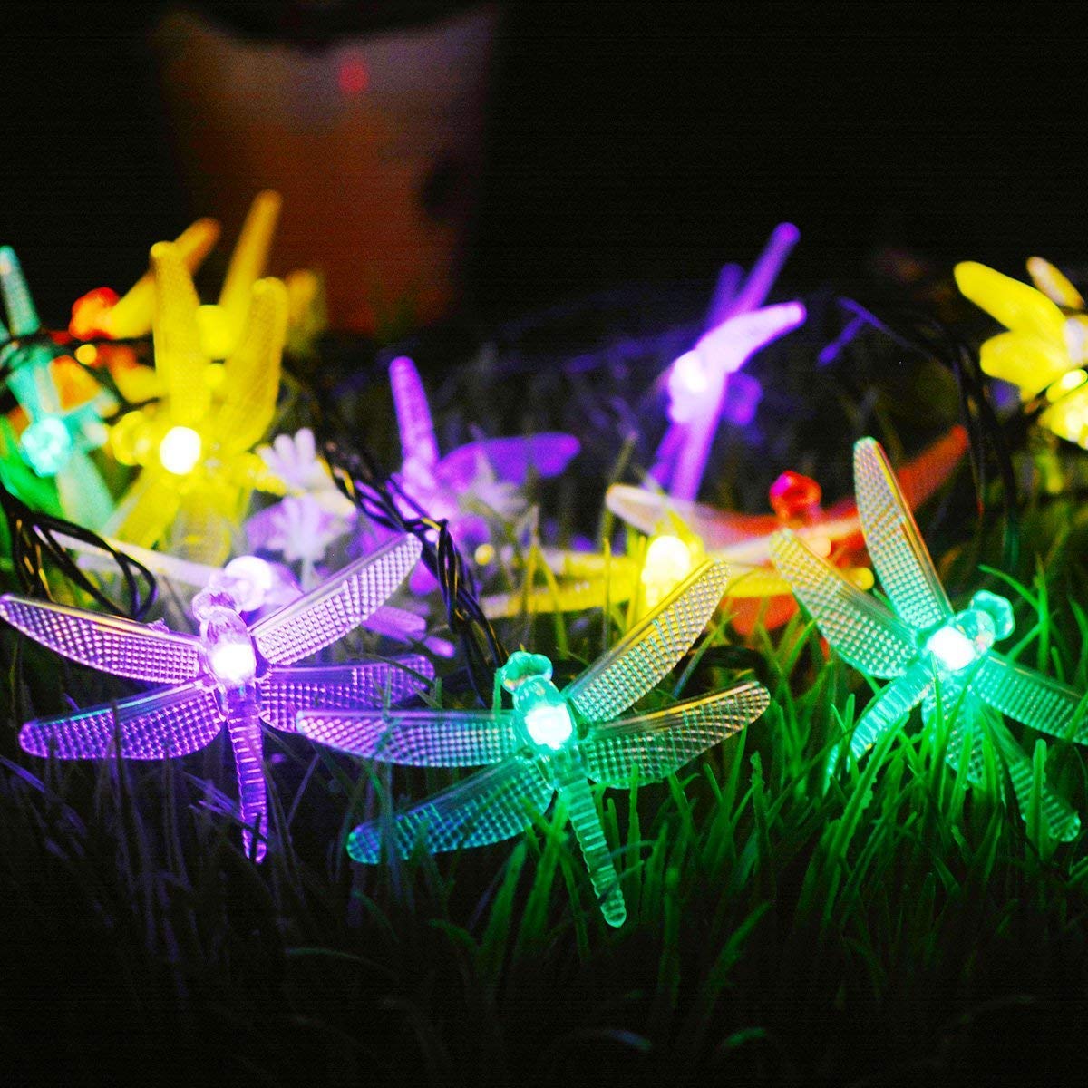 Solar Dragonfly String Lights - 20 LED 4.8M Waterproof Fairy Lights for Indoor/Outdoor Use, Perfect for Garden, Patio, Wedding Decor & Tree Lighting (Multi-Color)