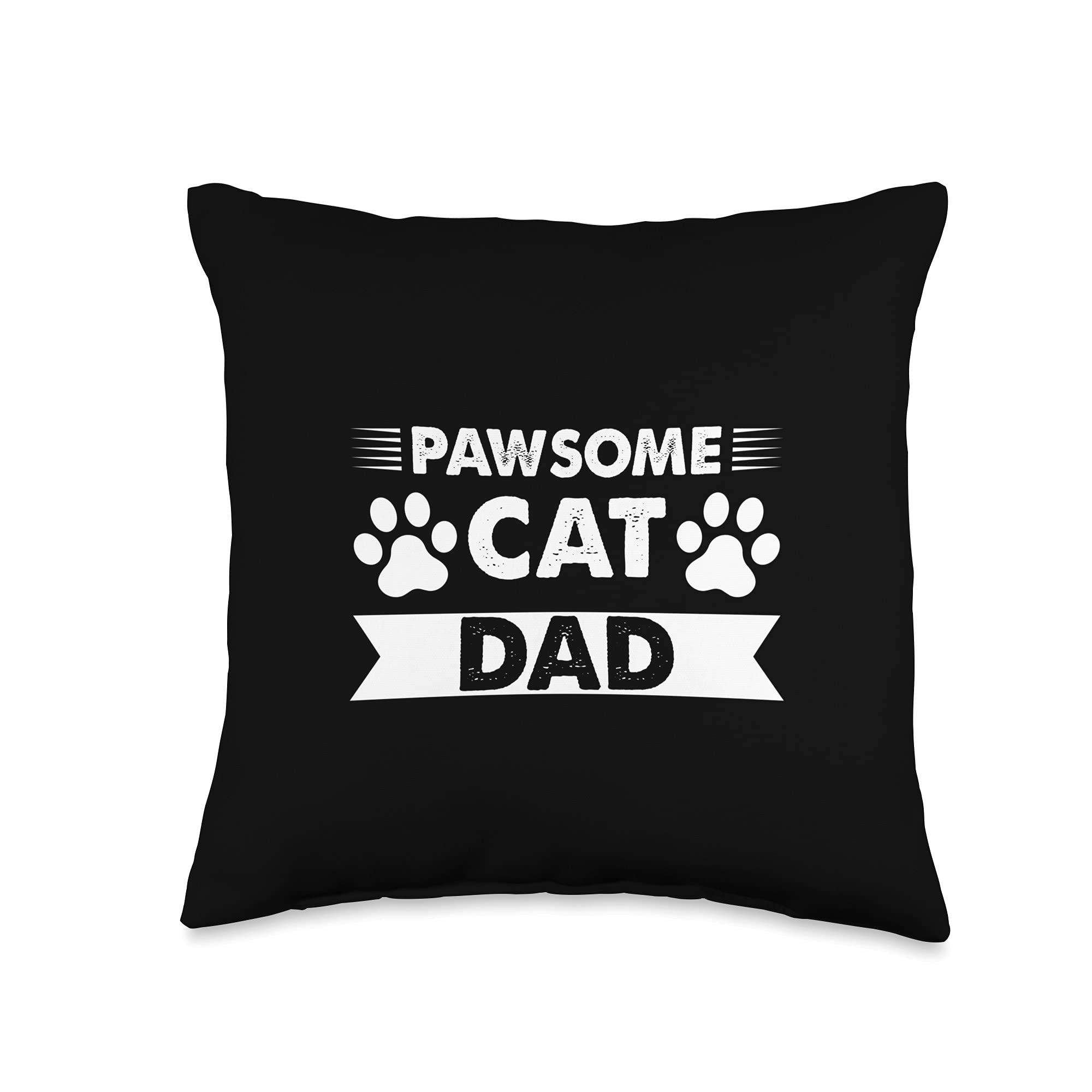 Pawsome Cat Dad Throw Pillow - Funny Cat Lover Gift for Men - Perfect for Home Decor, Sofa, Bed & Office