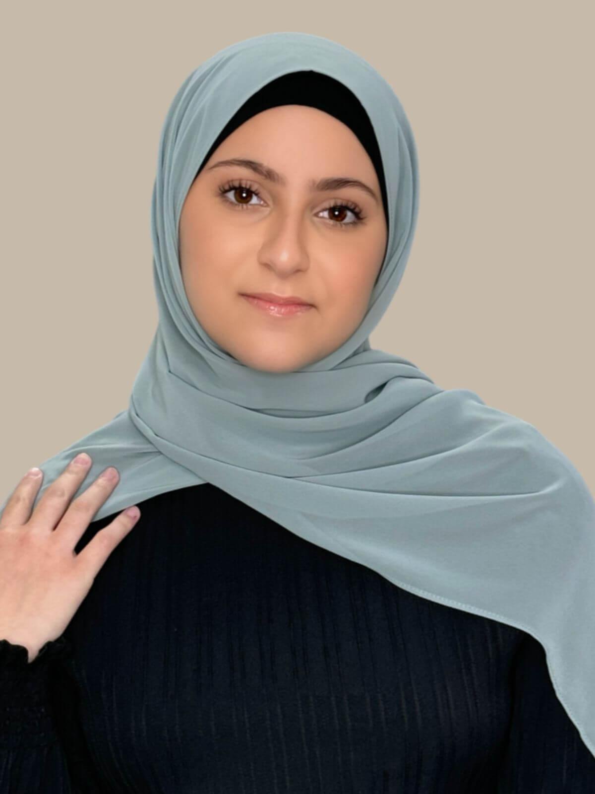 Luxury Chiffon Hijab for Women - Elegant Stone Green Modish Scarf - Perfect for Daily Wear, Prayer, and Special Occasions