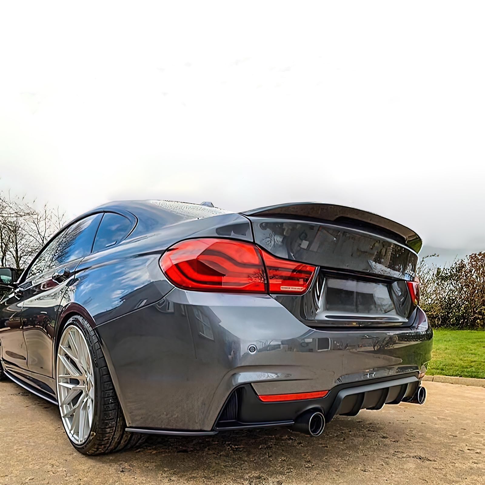 BMW 4 Series F32 F33 F36 Rear Diffuser (2014-2020) - M-Performance Style Matte Black Bumper Lower Lip with Dual Exhaust Outlet | Enhances Aerodynamics & Sporty Look for Coupe, Convertible & Gran Coupe Models