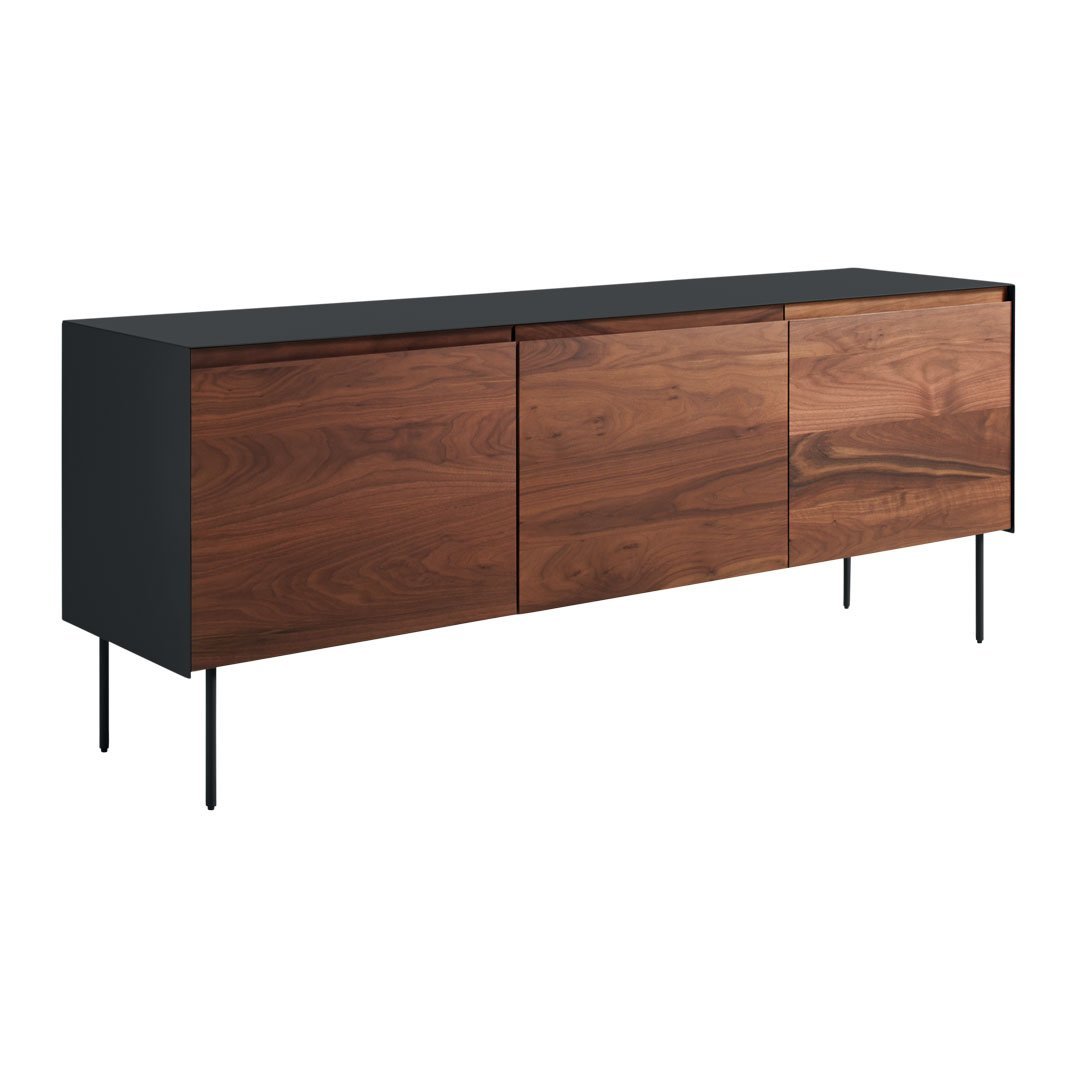 Modern 3-Door Wooden Credenza with Adjustable Shelves - Stylish Storage Cabinet for Living Room, Dining Room, or Office Organization
