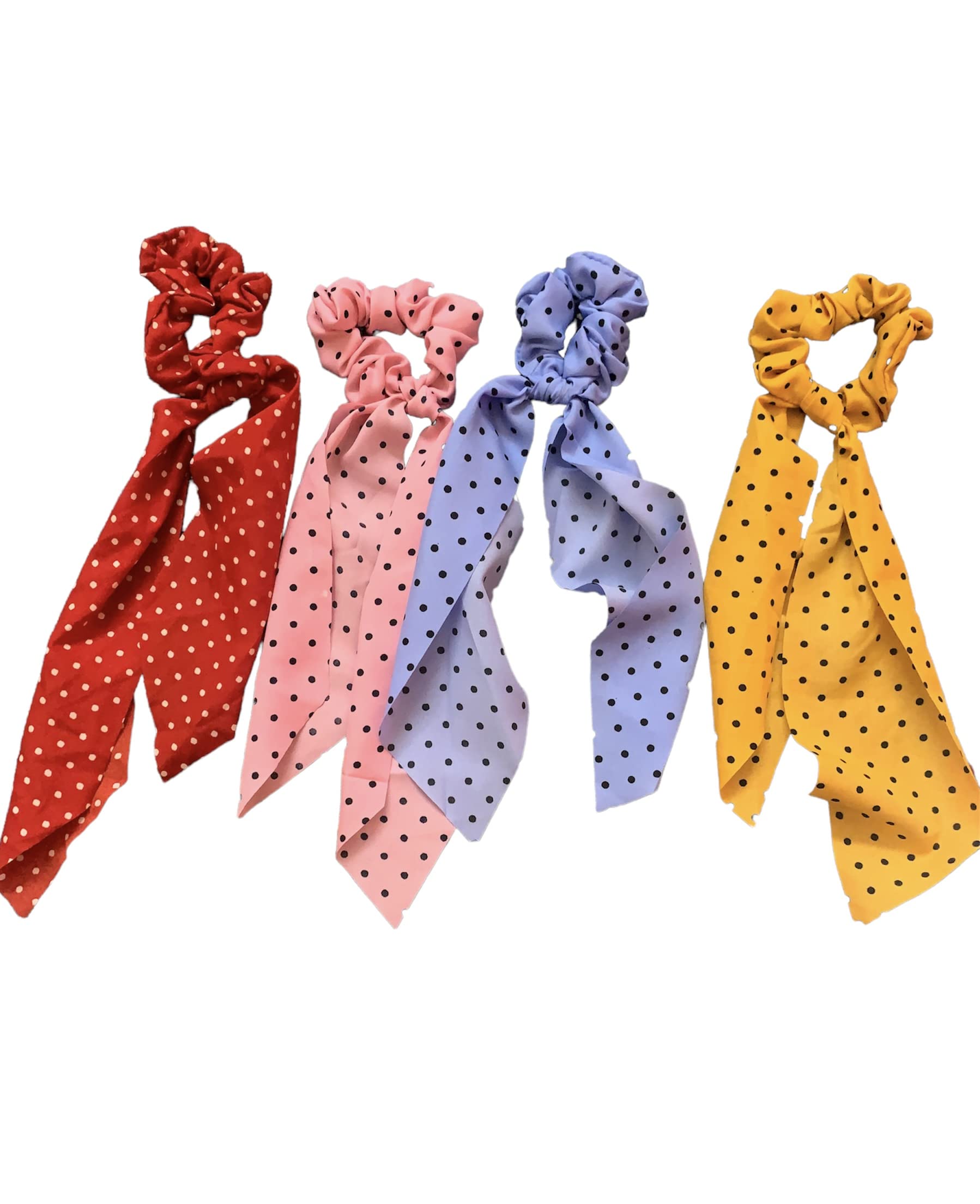 Vintage Hair Scrunchie Set for Women - 6 Pack Ponytail Holders, Elastic Hair Bands & Scarf Ties - Random Color Assortment - Perfect for Workouts, Office, Parties & Everyday Styling