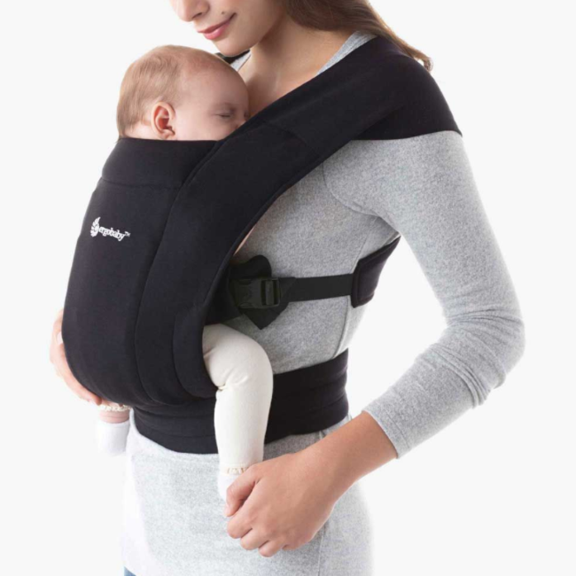 Ergo Baby Embrace Baby Carrier - Lightweight & Comfortable Infant Carrier for Hands-Free Parenting - Pure Black - Perfect for Newborns, Travel, Hiking & Everyday Use