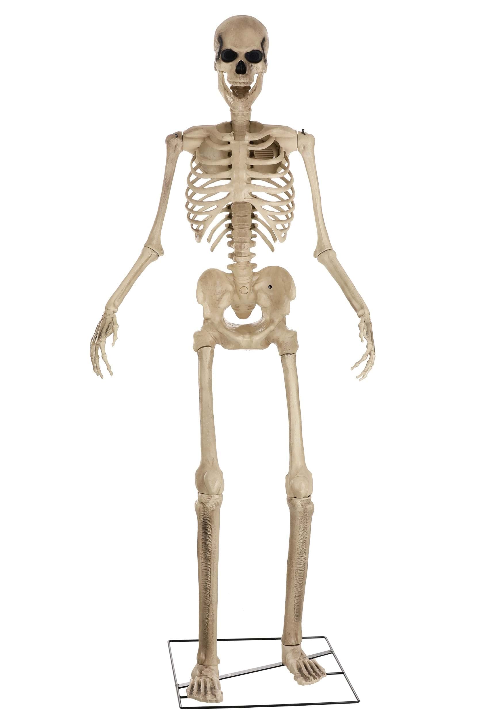 8FT Animated Outdoor Halloween Skeleton Decoration - Motion Sensor, Flashing LED Eyes & Moving Jaw - Scary Animatronic Yard Decor for Halloween, Christmas, Haunted House & Party Props