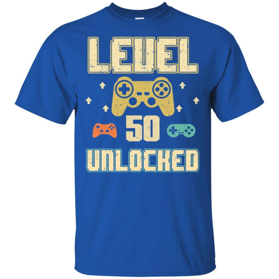 Men's Level 50 Unlocked Video Gamer T-Shirt - 50th Birthday Gift for Gamers - Short Sleeve Casual Tee - Perfect for Gaming Parties & Retro Gaming Events