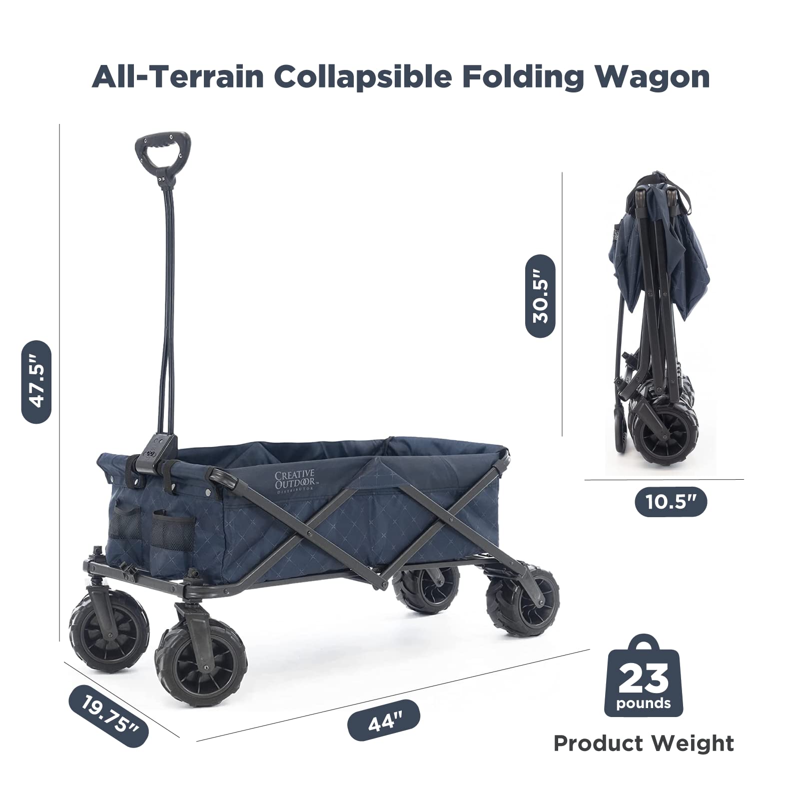 Best Collapsible Outdoor Wagon for Kids - Lightweight Push Pull Stroller with All-Terrain Wheels | Foldable Cargo Cart for Beach, Park, Garden, Camping & Sports | Perfect for Family Outings, Picnics and Outdoor Adventures