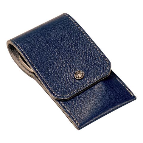 Dovo Navy Blue Leather 3-Piece Manicure Set for Men - Professional Nail Care Kit with Travel Case - Perfect for Home, Salon & Grooming Gifts