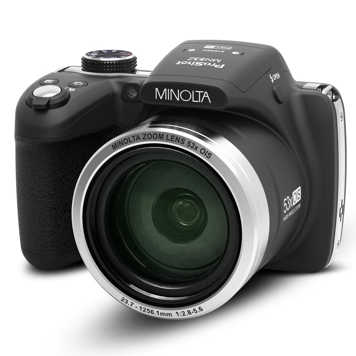 Minolta Pro Shot 16MP HD Digital Camera with 53x Optical Zoom, 1080p Full HD Video, 16GB SD Card - Black (MN53Z) | Perfect for Travel Photography, Wildlife Shooting & Vlogging