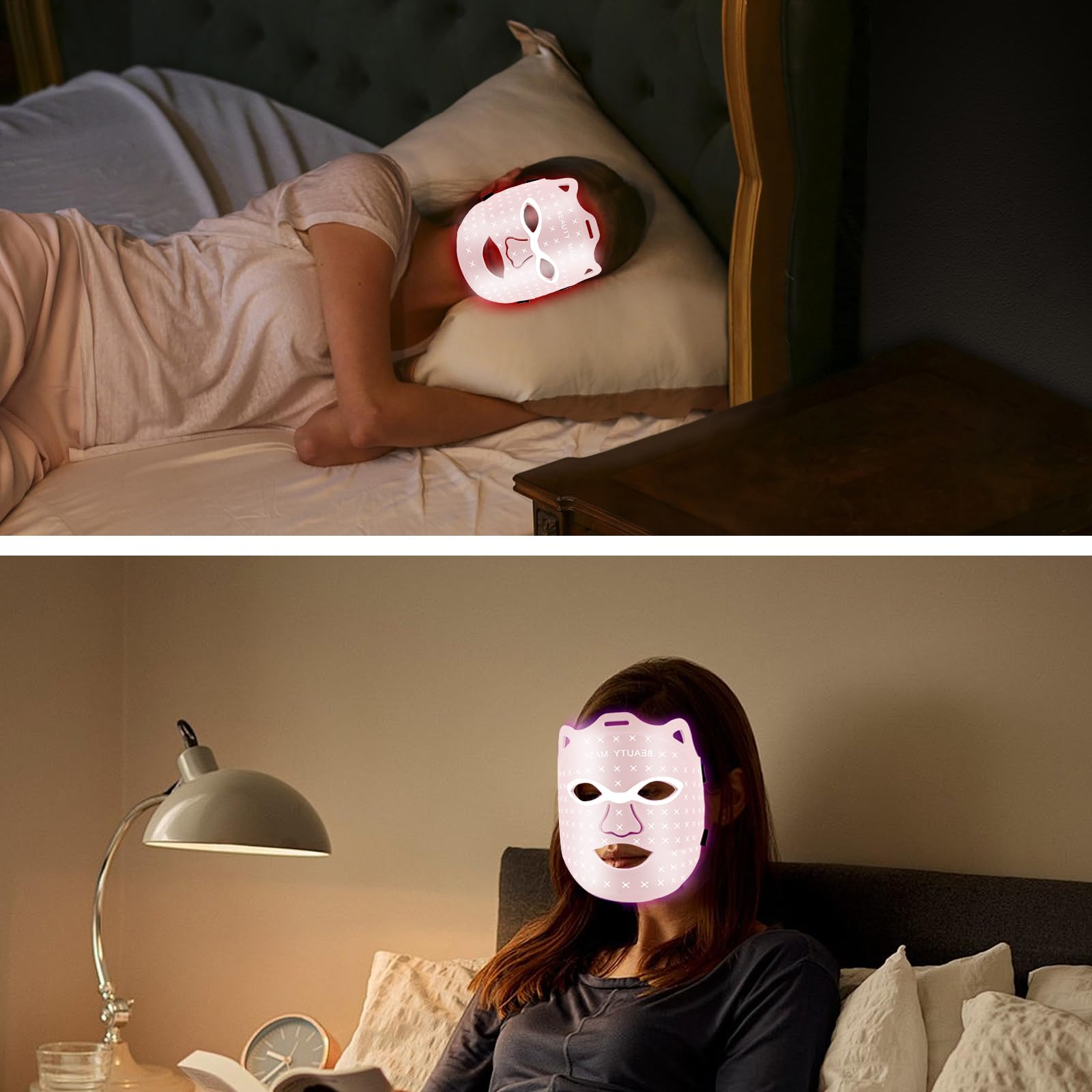 Red Light Therapy Face Mask - 7 Color LED Light Therapy for Skin Rejuvenation, Rechargeable & Portable Home Use (Pink) | Perfect for Anti-Aging, Acne Treatment & Relaxation at Home