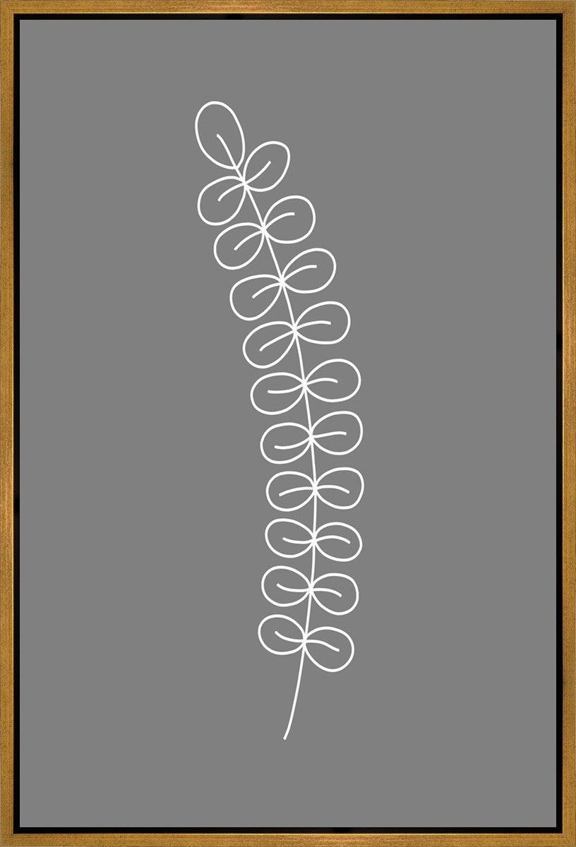 Minimalist Stem Gray Gallery Wrap Canvas Art - Modern Home Decor for Living Room, Bedroom & Office