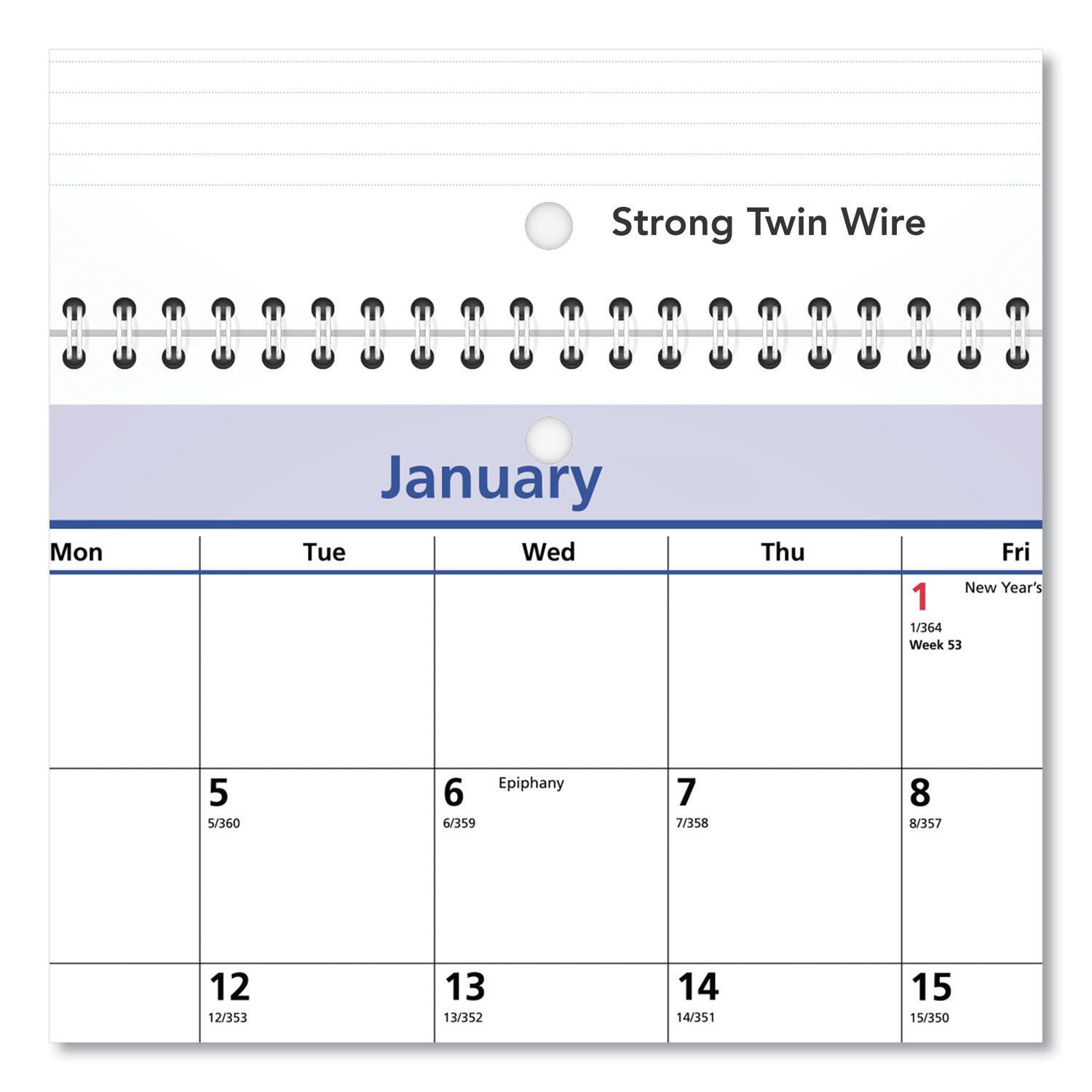 AT A GLANCE® QuickNotes 2025 Desk & Wall Calendar - 3 Hole Punched, 11 x 8 Inches, White/Blue/Yellow Sheets, 12 Months (January to December) - Perfect for Office, Home & School Organization