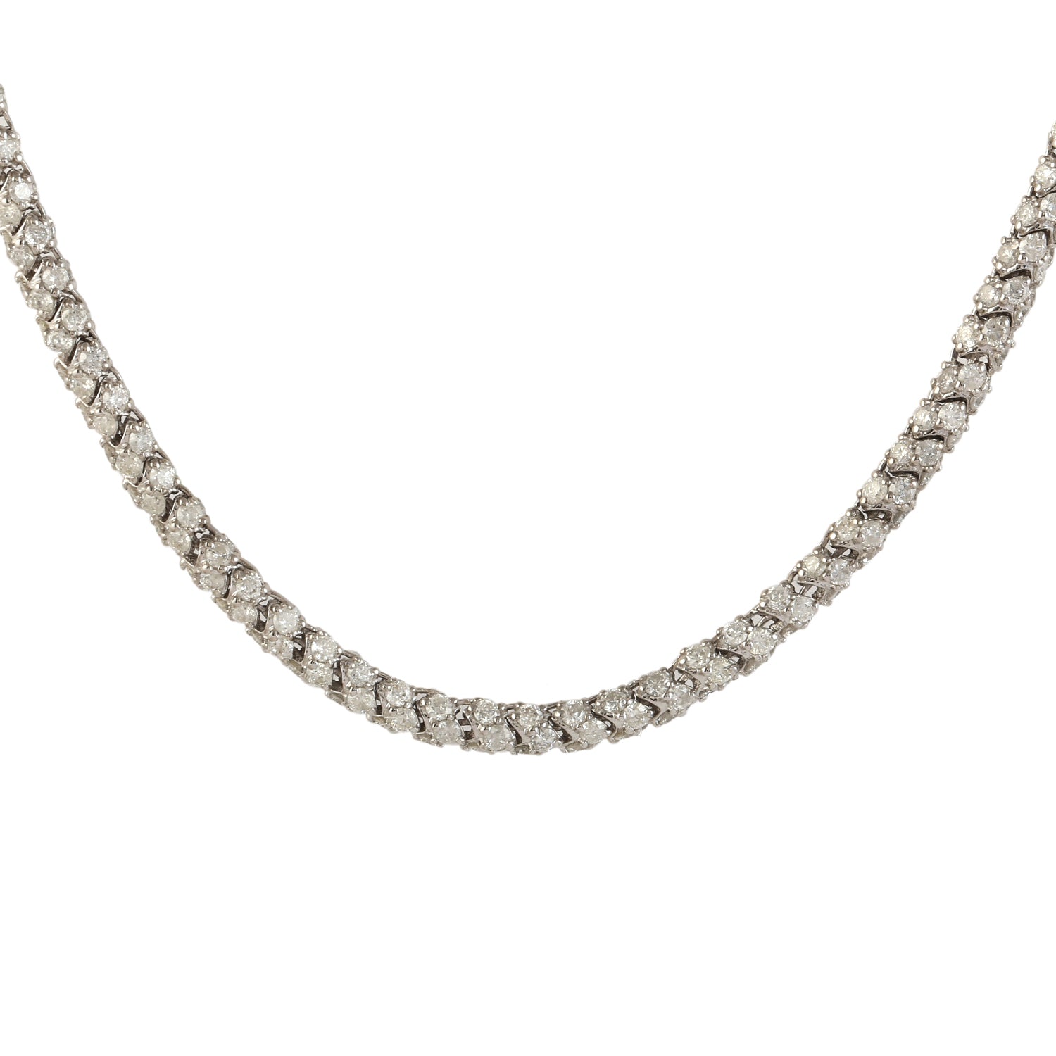 14K White Gold Pave Natural Diamond Tennis Choker Necklace - Elegant Layered Necklace for Women, Perfect for Weddings, Parties & Special Occasions