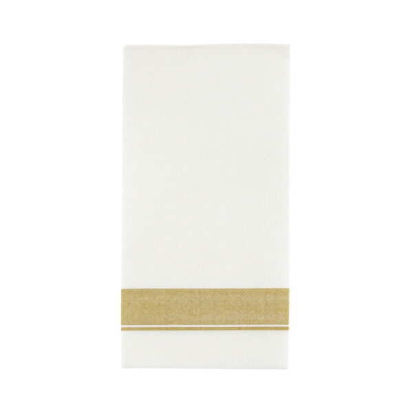 Premium Linen-Like White Dinner Napkins with Elegant Border - 50 Pack for Formal Dining, Parties & Special Occasions