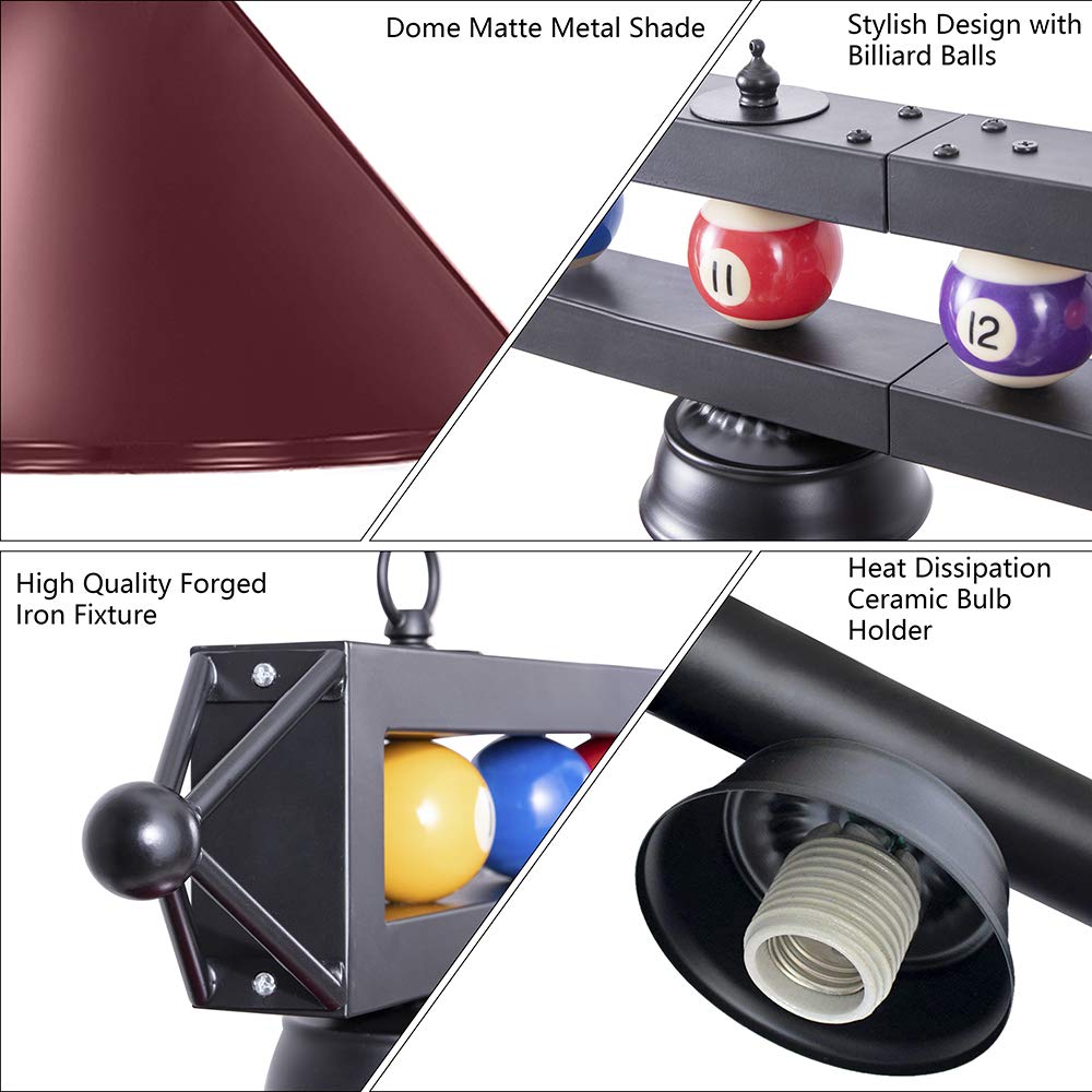 Wellmet 70'' Billiard Table Light - 4-Light Industrial Hanging Fixture for Pool Tables, Game Rooms & Kitchen Islands | Durable Lighting for Home Bars, Man Caves & Entertainment Spaces