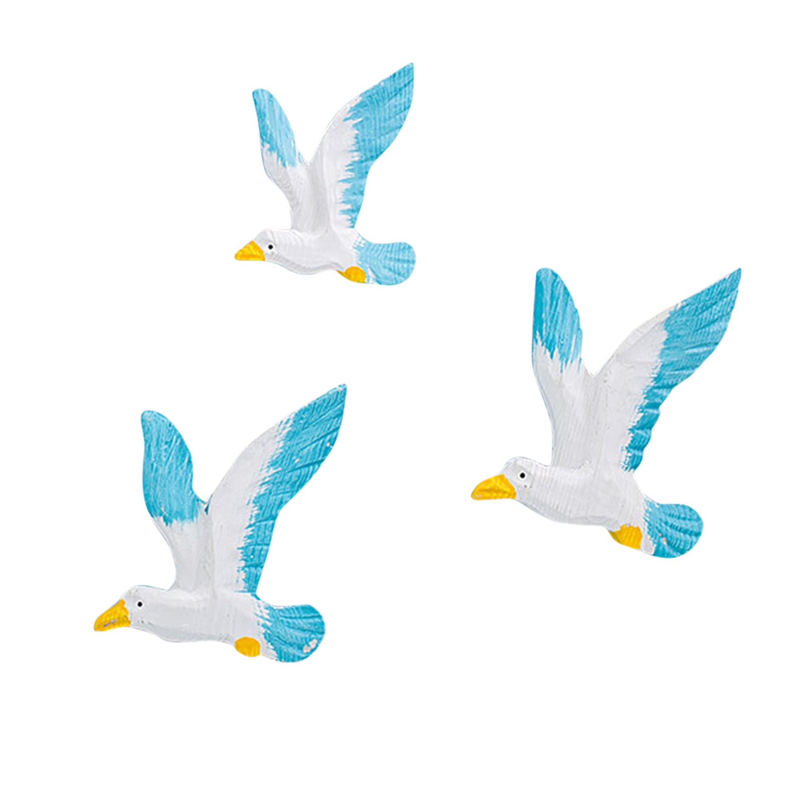 3PCS Resin Seagull Wall Decor - Coastal Beach Themed Hanging Ornaments for Home, Living Room & Bathroom - Perfect for Nautical & Seaside Interior Design