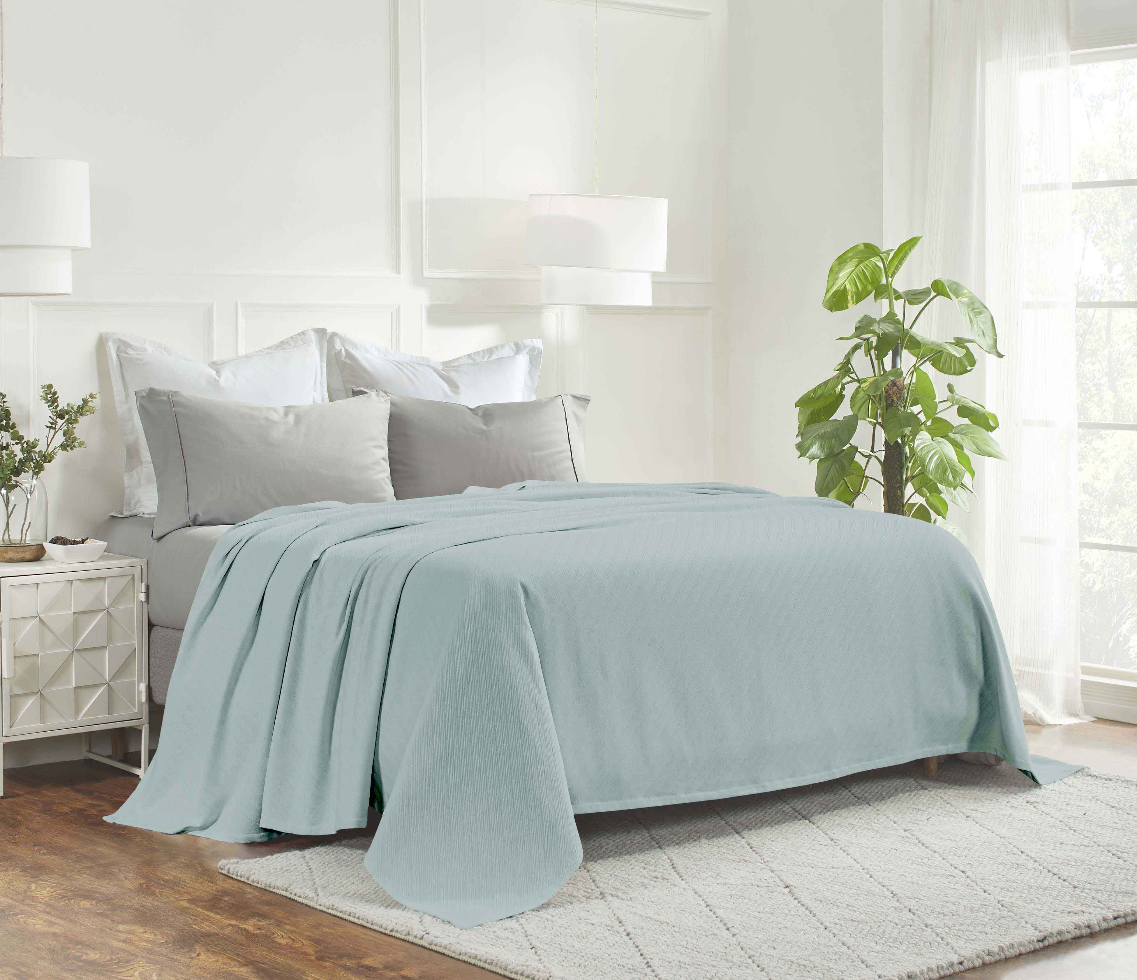 Premium Milan Cotton Textured Striped Lightweight Woven Blanket - Soft & Breathable Throw for Sofa, Bed, Picnic & Outdoor Use