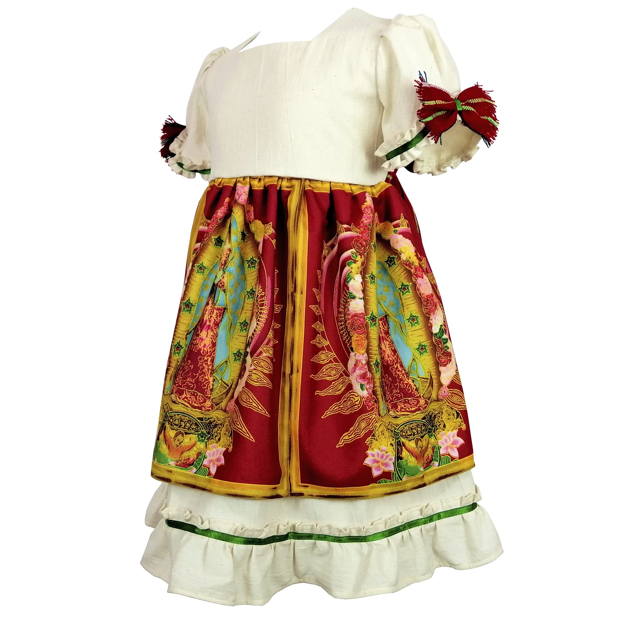 Handmade Cotton Traditional Virgin of Guadalupe Baby Girl Dress for 1 Year Old - Perfect for Baptism, First Communion & Mexican Cultural Celebrations