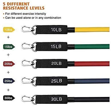 Premium Exercise Resistance Bands Set - 5 Fitness Tubes with Handles, Door Anchor, Ankle Straps & Carry Pouch for Home & Gym Workouts - Strength Training Equipment for Men & Women