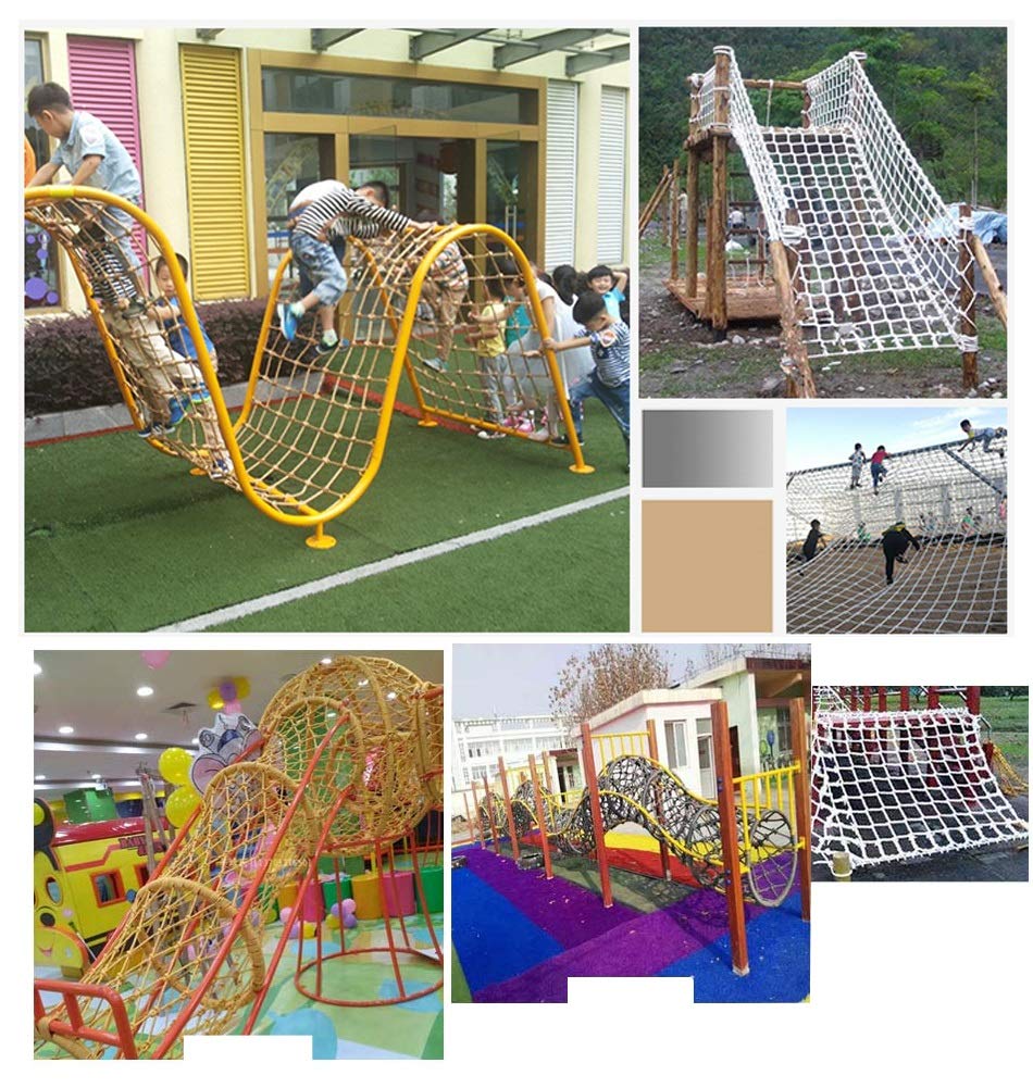 14mm Diameter Climbing Rope Ladder - Heavy Duty Safety Net for Fitness, Swing & Playground - 1X2m/3.3X6.6ft Cargo Net - Perfect for Treehouse, Backyard Gym, Kids Play Area & Truck Deck Securing