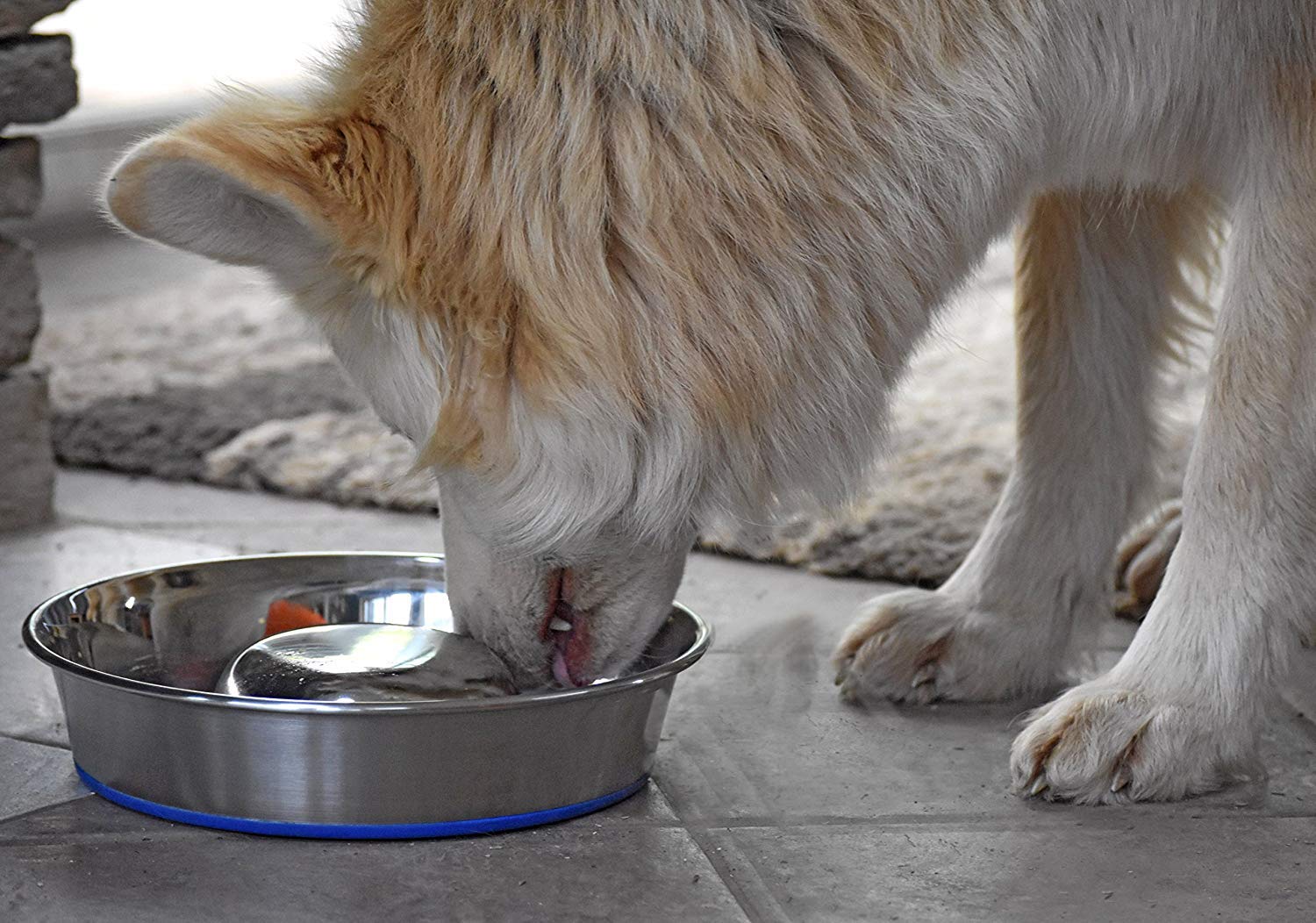 Premium Stainless Steel Slow Feed Dog Bowl for Large Dogs - Durable & Non-Slip Pet Food Bowl - Perfect for Fast Eaters, Mealtime Enrichment, and Portion Control - Silver (2040010302)