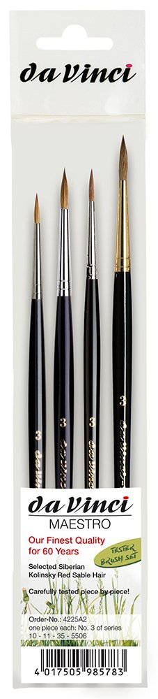 Da Vinci Brushes 4225 Size 3 Watercolor Paint Brushes - Series 10, 11, 35, 5506 - Perfect for Fine Art, Illustration & Watercolor Painting