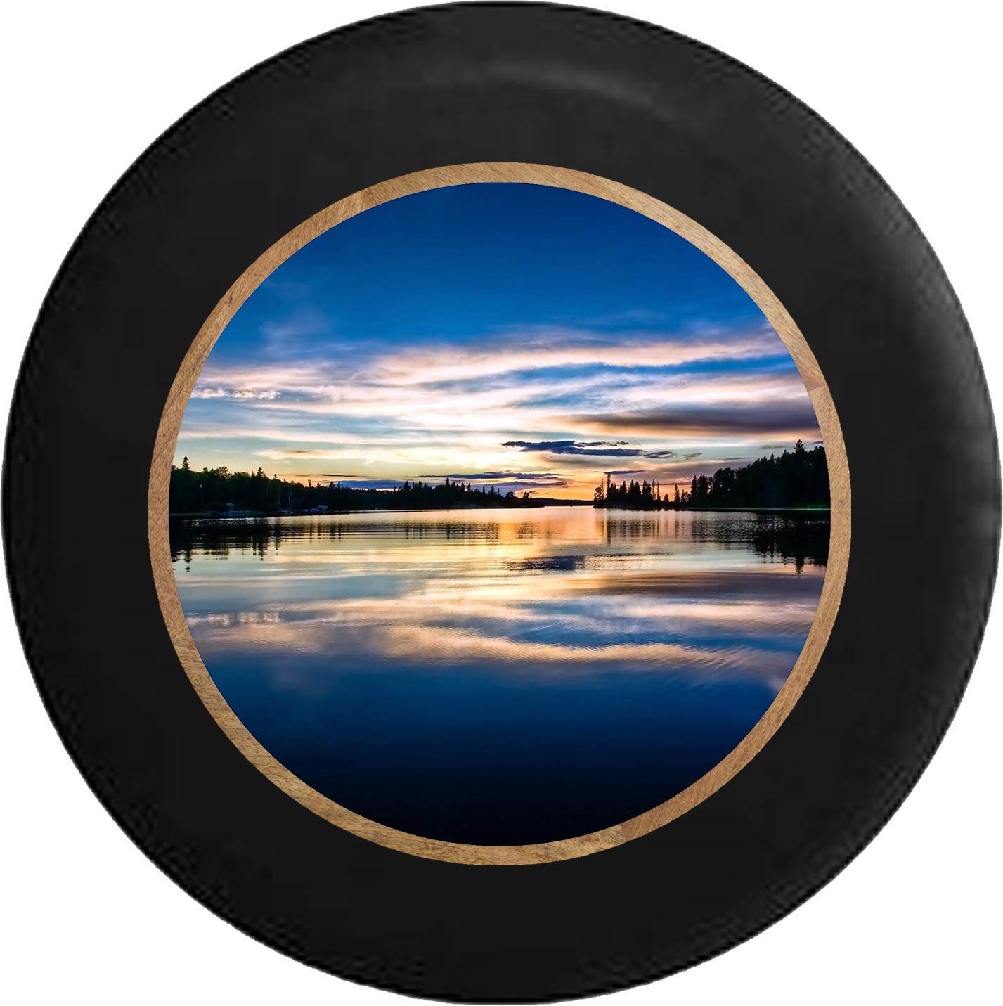 28 Inch Spare Tire Cover with Lake View Design - Sunrise & Sunset Scenery for Trucks, SUVs & RVs - Waterproof & UV Resistant for Outdoor Adventures