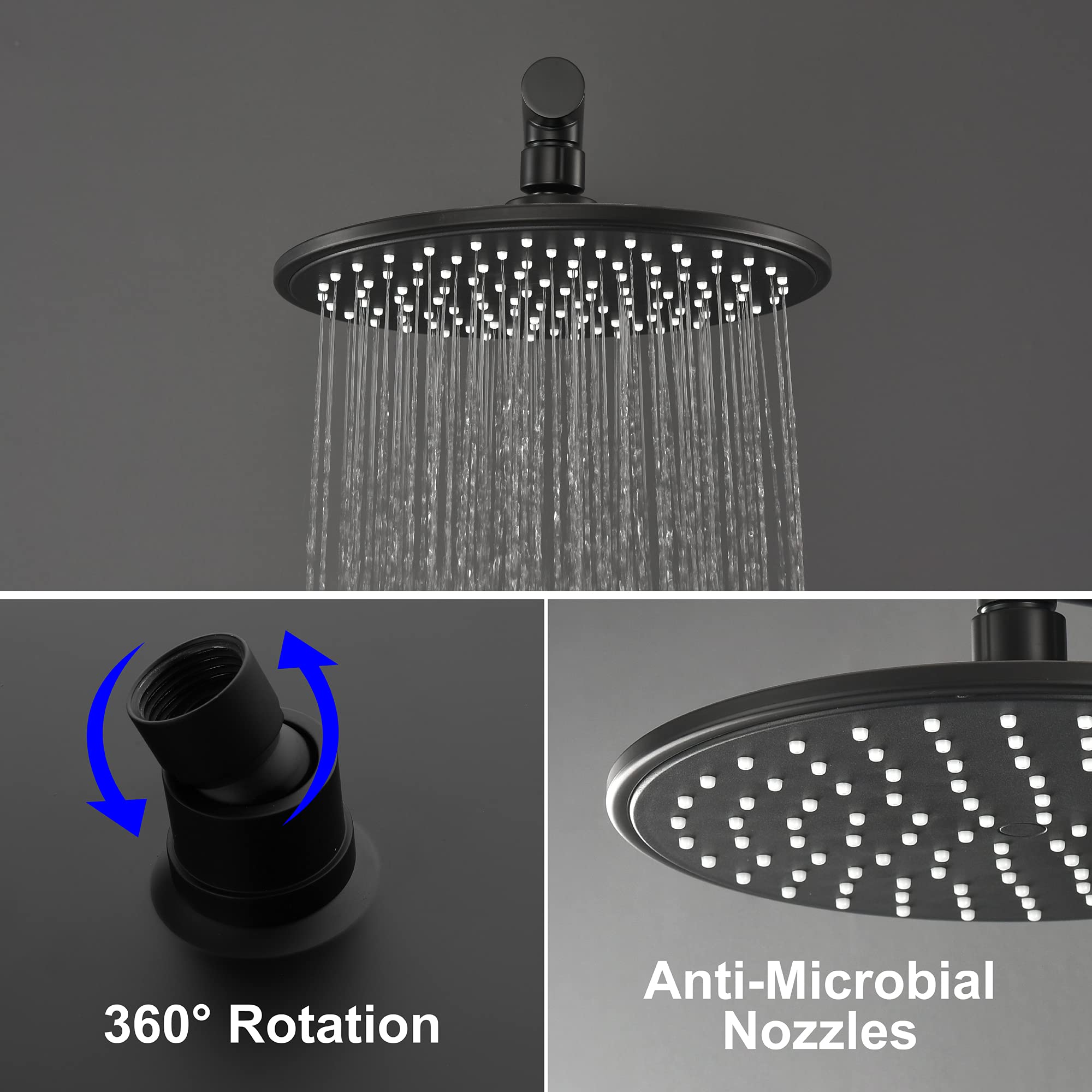 SHAMANDA Matte Black Wall Mounted Shower System - High Pressure 9