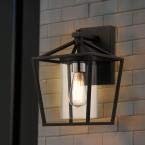 Monteaux Black Outdoor Wall Lantern with Clear Glass - 1 Light Exterior Sconce for Porch, Patio, Garden & Entryway Lighting