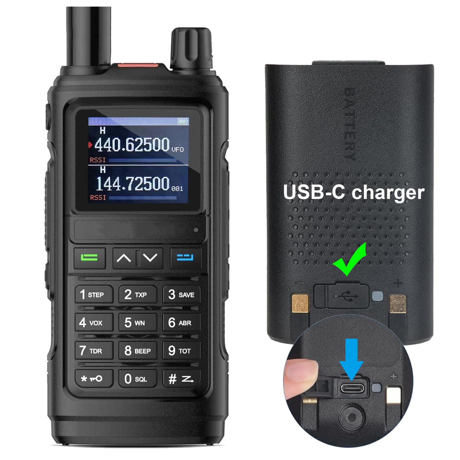 FONGHOO UV-17M Long Range Ham Radio Handheld Two Way Walkie Talkie - Rechargeable USB-C, NOAA Weather Alert, VOX Function, 999 Channels (Black) - Perfect for Outdoor Adventures, Emergency Communication & Group Activities