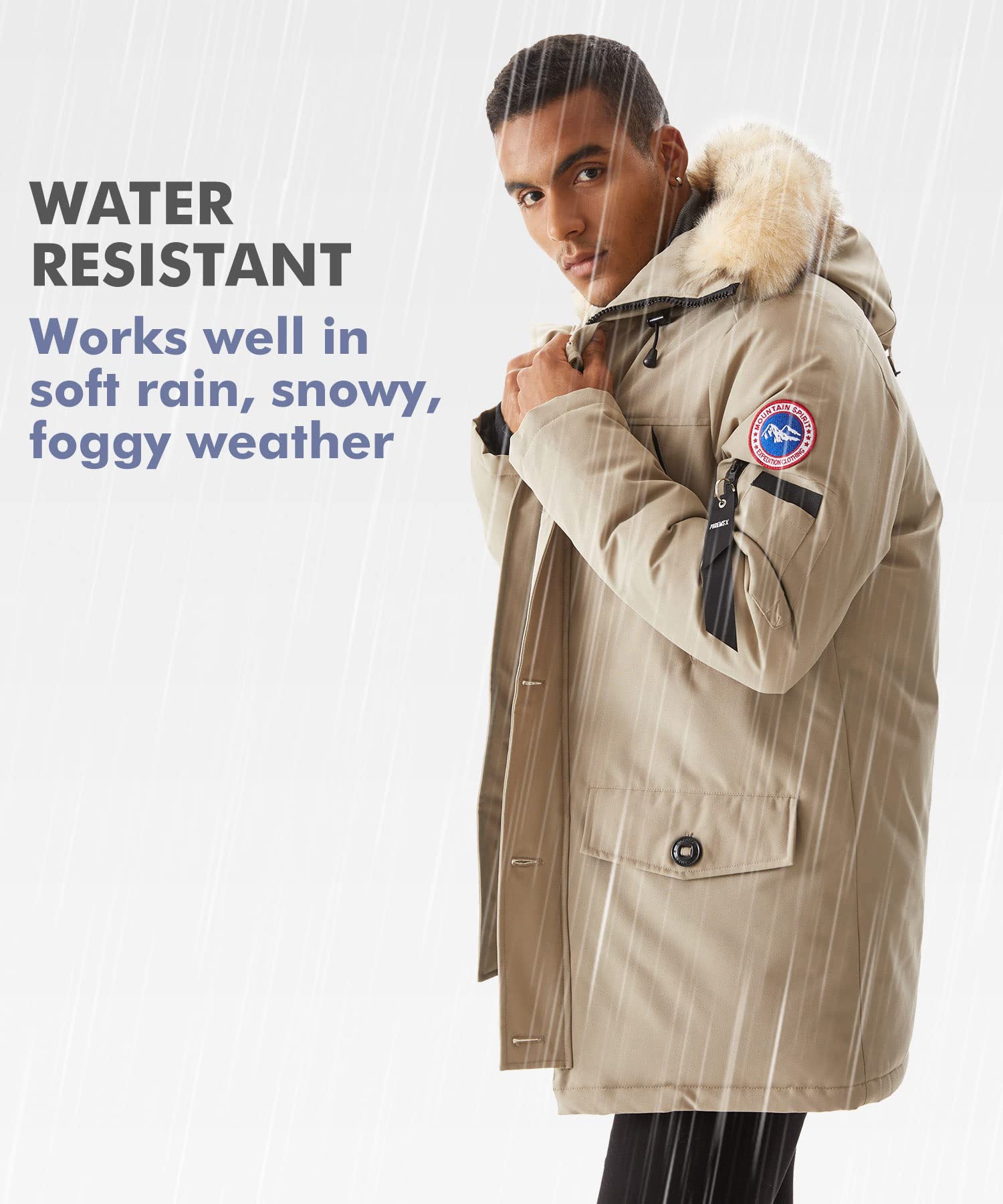 PUREMSX Men's Winter Jacket - Insulated Thick Warm Puffer Coat with Fur Hood | Waterproof Windproof Cold Weather Parka for Snow Skiing & Outdoor Activities