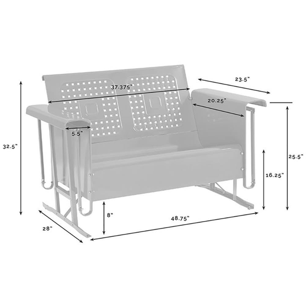 Crosley Furniture Bates Metal Gliding Patio Loveseat in Bright Red - Outdoor Garden Swing Chair for Porch, Deck & Backyard Relaxation